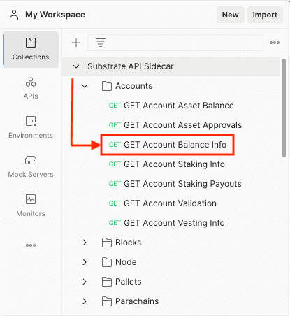 Select the Account Balance Info request